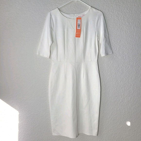 New $248 Jude Connally Women's Cream Monique Sheath Dress Knee-length Size Small - Picture 4 of 10